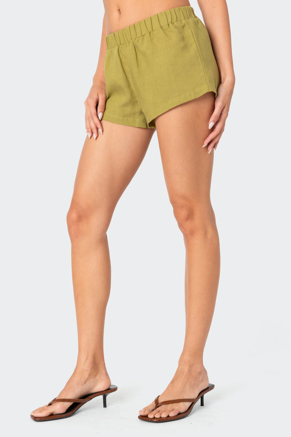Edikted Arden Linen Look Shorts Green