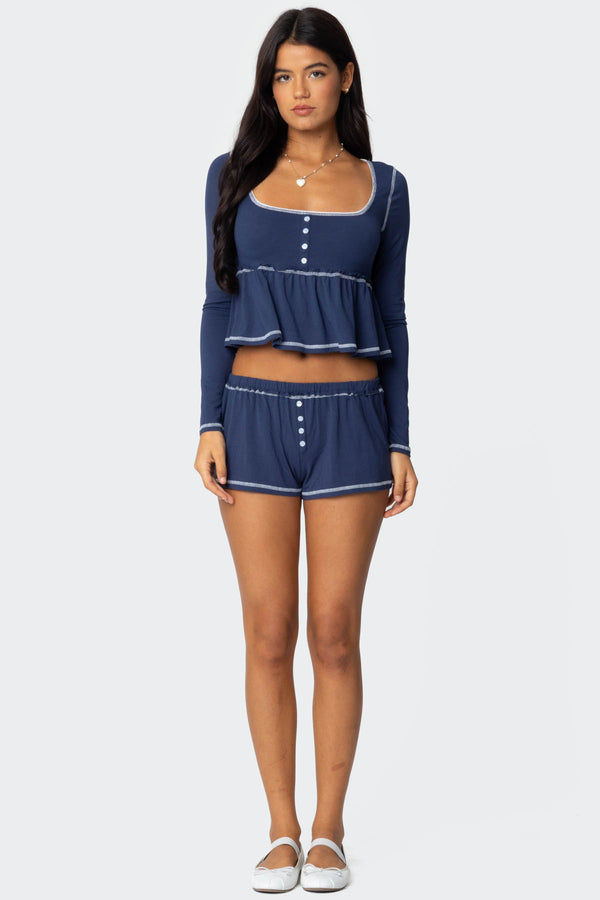 edikted Arianne Contrast Shorts navy