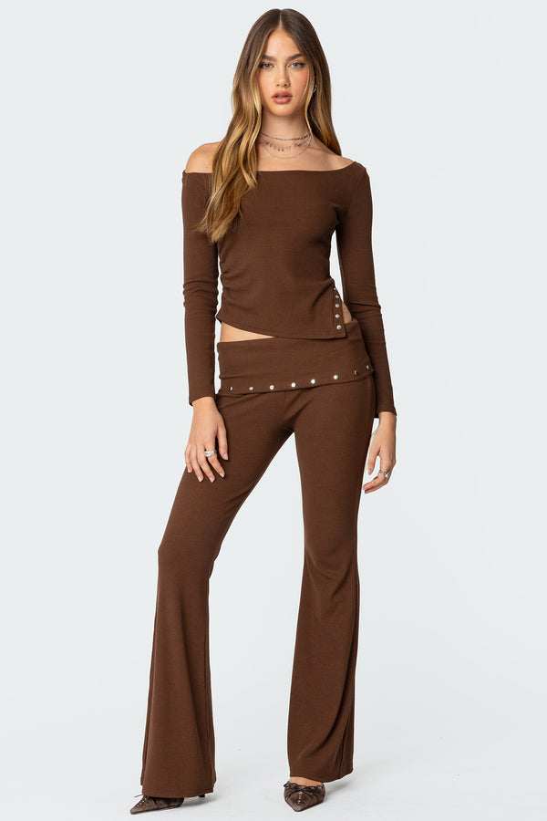 Edikted Aries Studded Asymmetric Top Brown