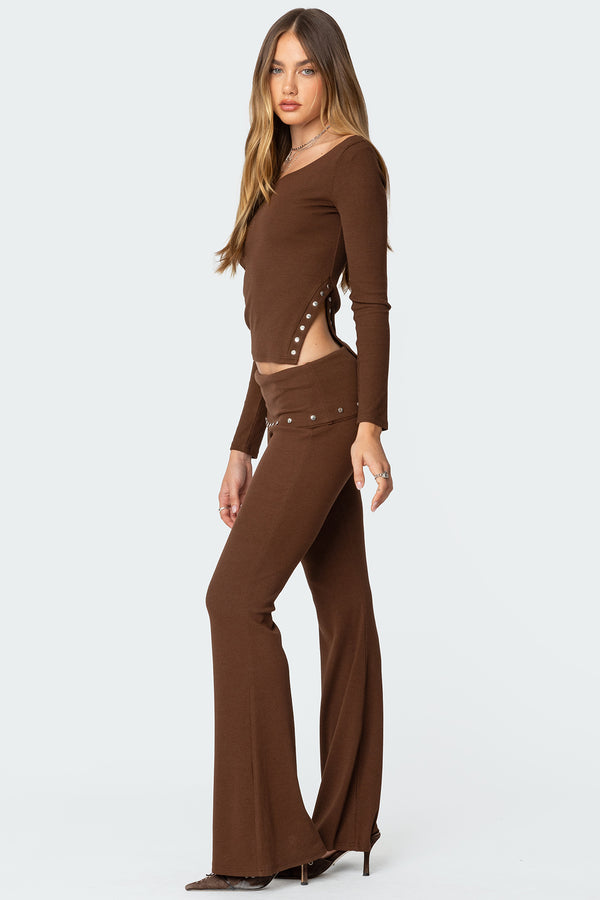 Edikted Aries Studded Asymmetric Top Brown