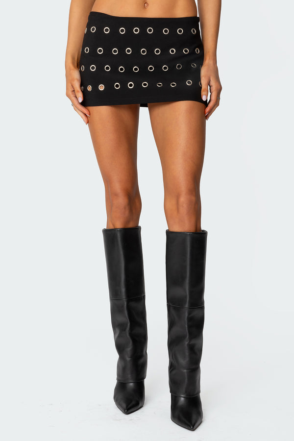 Edikted Arlette Grommet Mini Skort Black