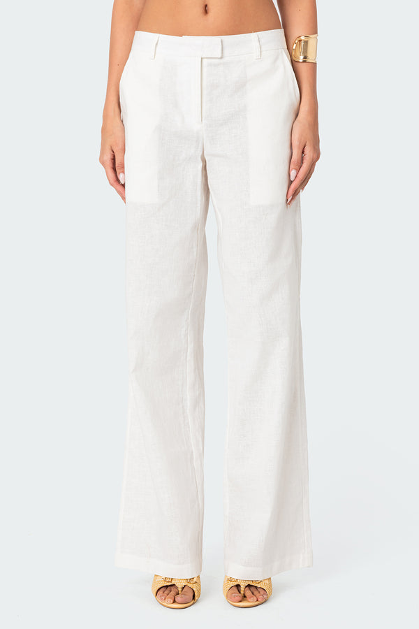 Edikted Arya Linen Look Pants Cream