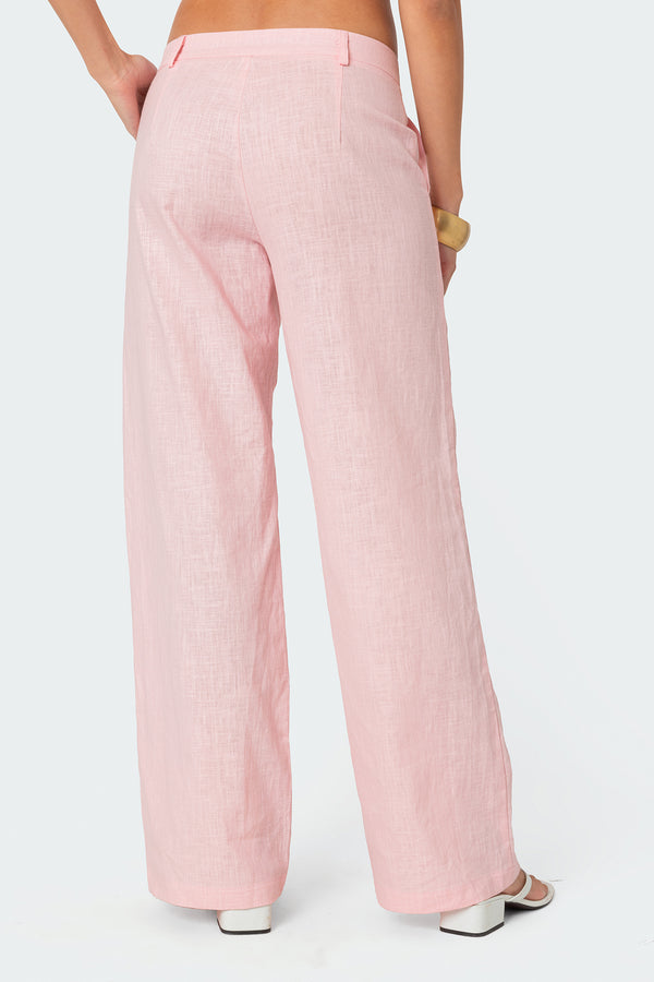 Edikted Arya Linen Look Pants Light Pink