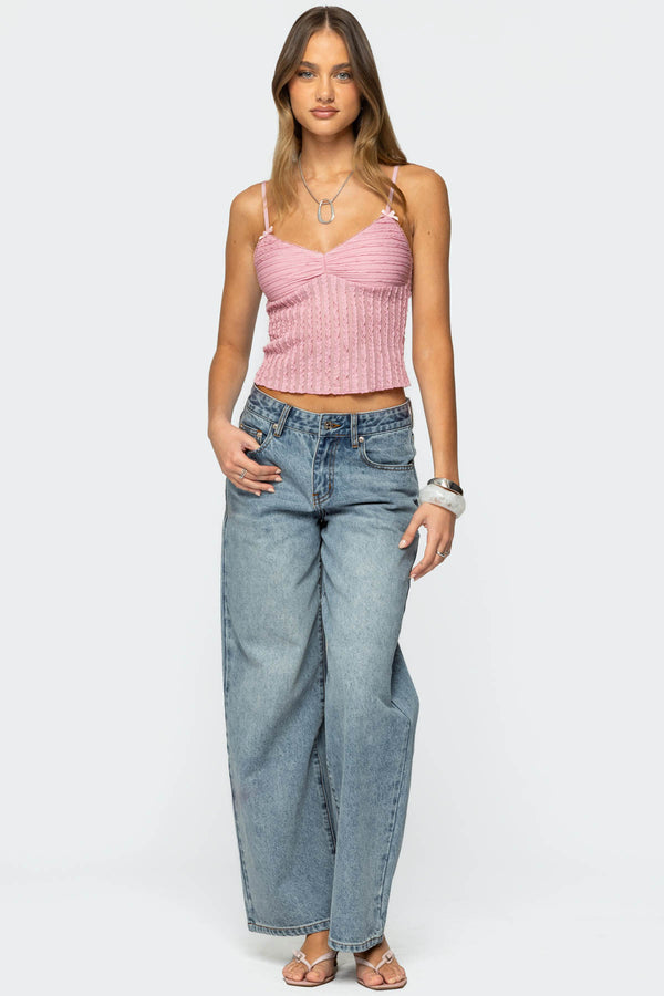 Edikted Aryah Ruffled Tank Top Pink