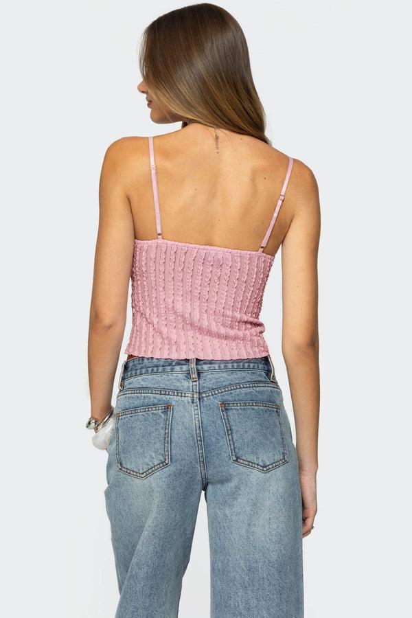 Edikted Aryah Ruffled Tank Top Pink