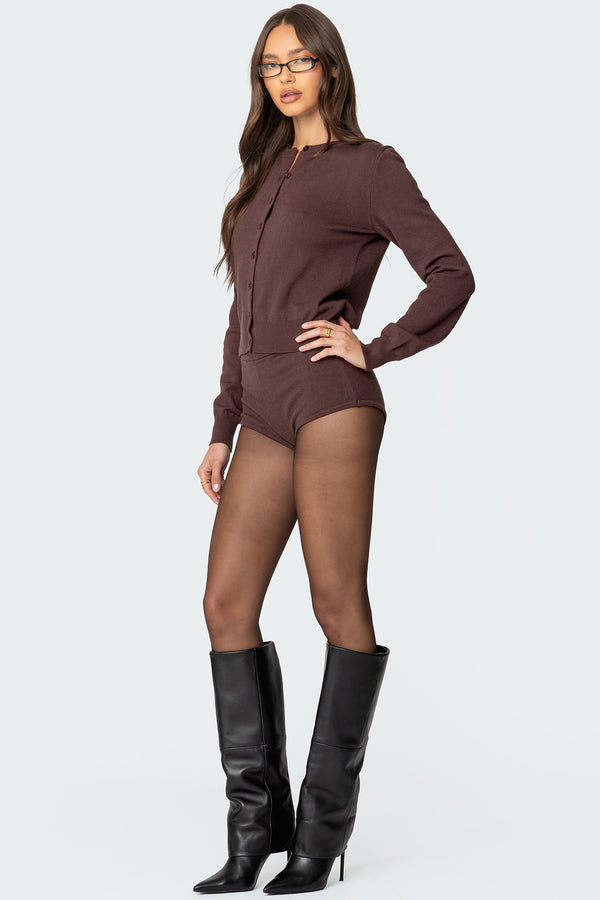 Edikted Ashlin Button Up Knit Cardigan Brown