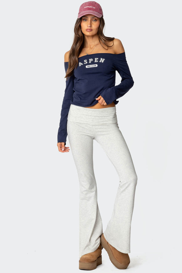 Edikted Aspen Ski Club Off Shoulder Top Navy
