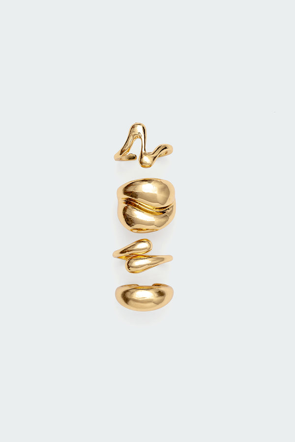 Edikted Assorted Abstract Ring Pack Gold