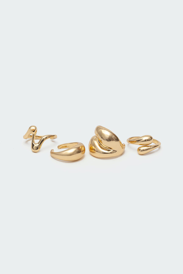 Edikted Assorted Abstract Ring Pack Gold