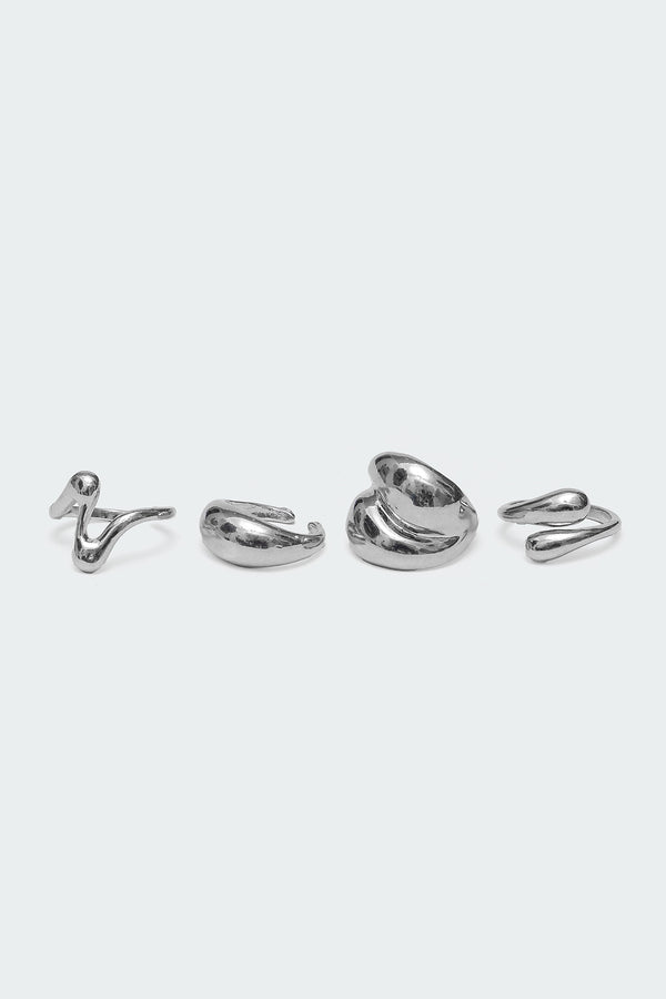 Edikted Assorted Abstract Ring Pack Silver