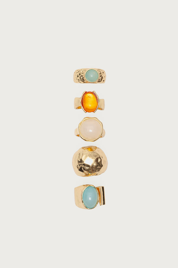 Edikted Assorted Gemstone Ring Pack Gold