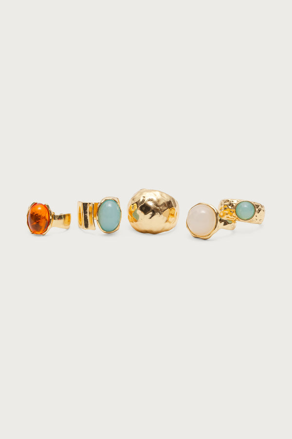 Edikted Assorted Gemstone Ring Pack Gold