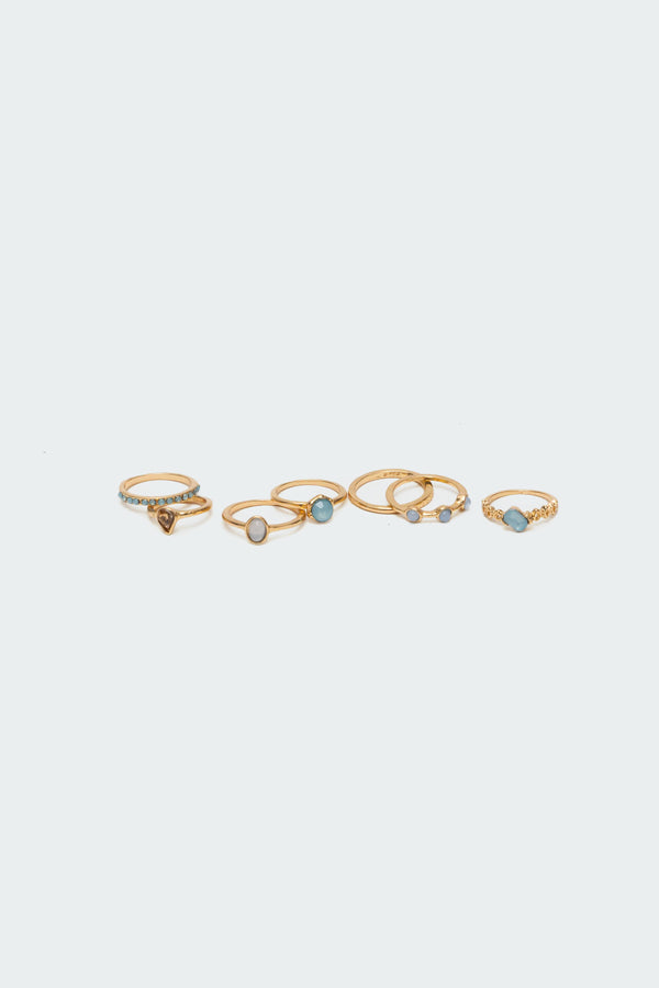 Edikted Assorted Gemstone Ring Pack Gold