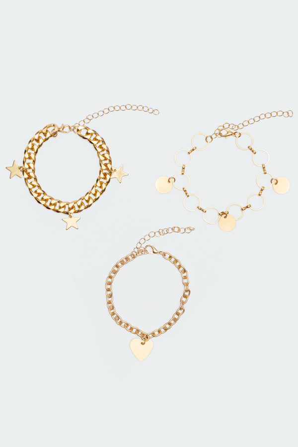 Edikted Assorted Shape Bracelet Pack Gold