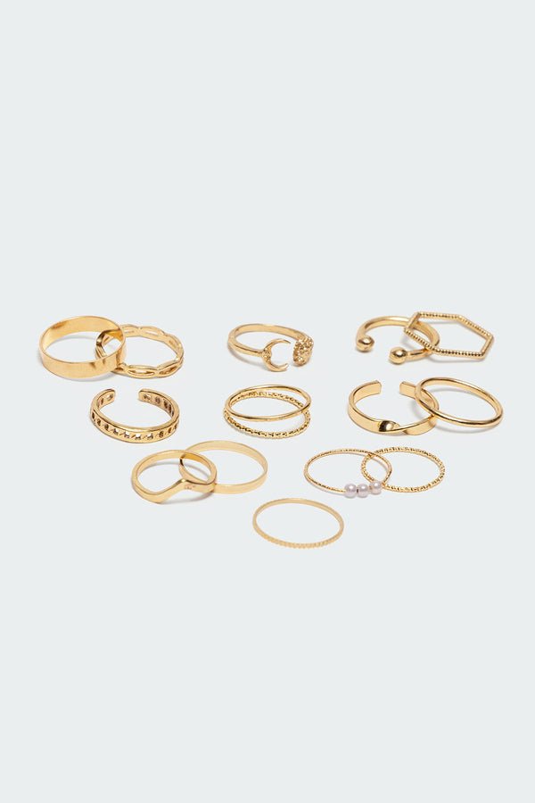 Edikted Assorted Stacking Ring Pack Gold