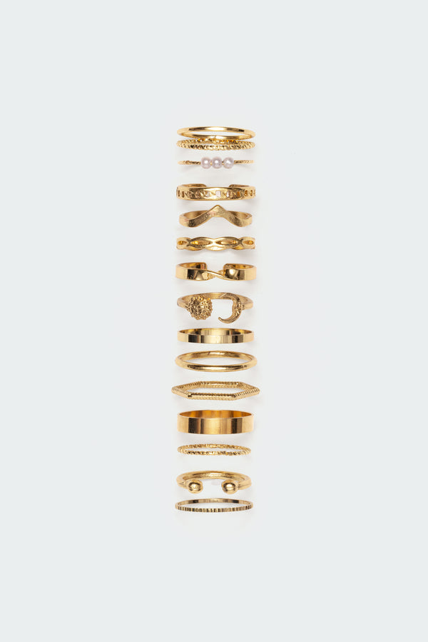 Edikted Assorted Stacking Ring Pack Gold