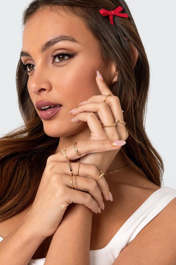 edikted Assorted Stacking Ring Pack gold