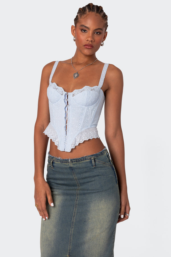 Edikted Asteria Eyelet Corset Light Blue