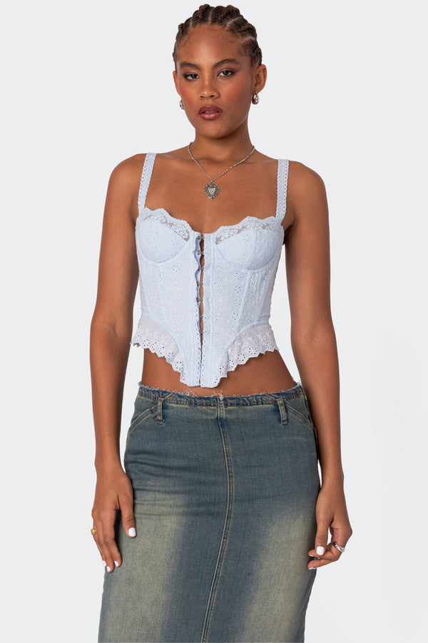 edikted Asteria Eyelet Corset light blue