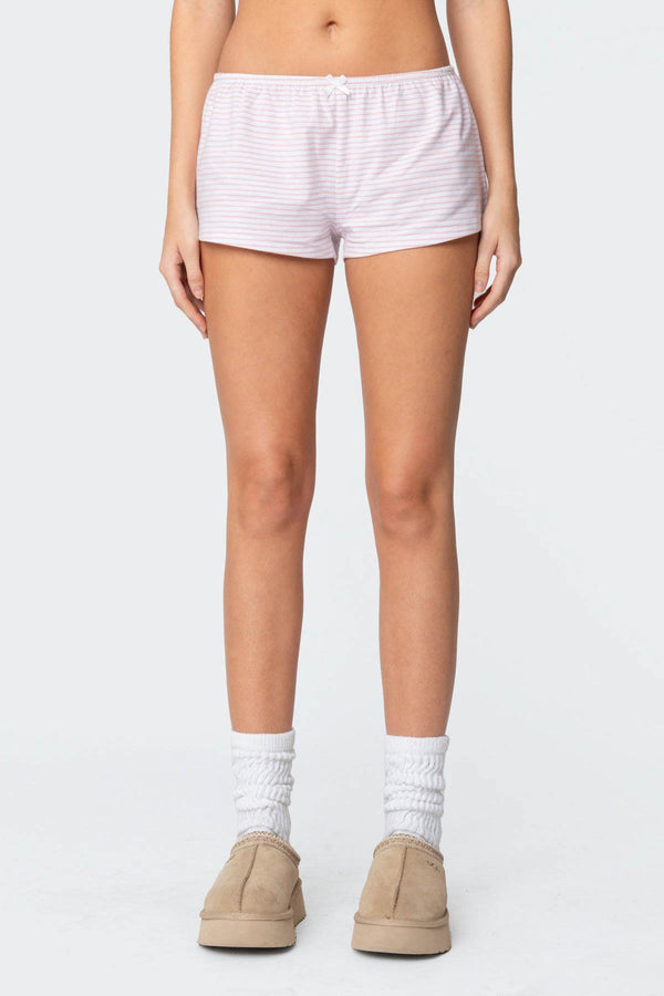 Edikted Astor Striped Shorts White And Pink