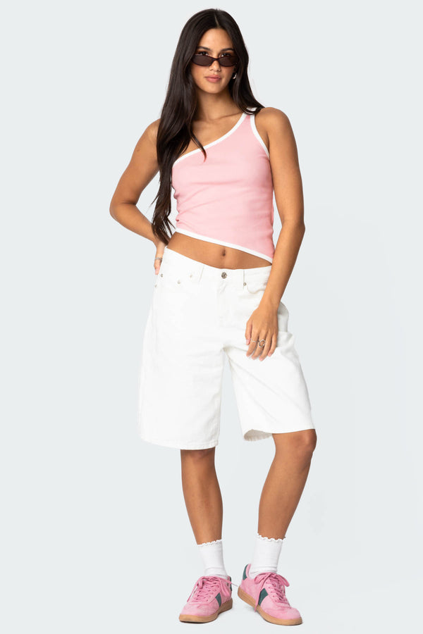 Edikted Asymmetric Contrast Top Pink
