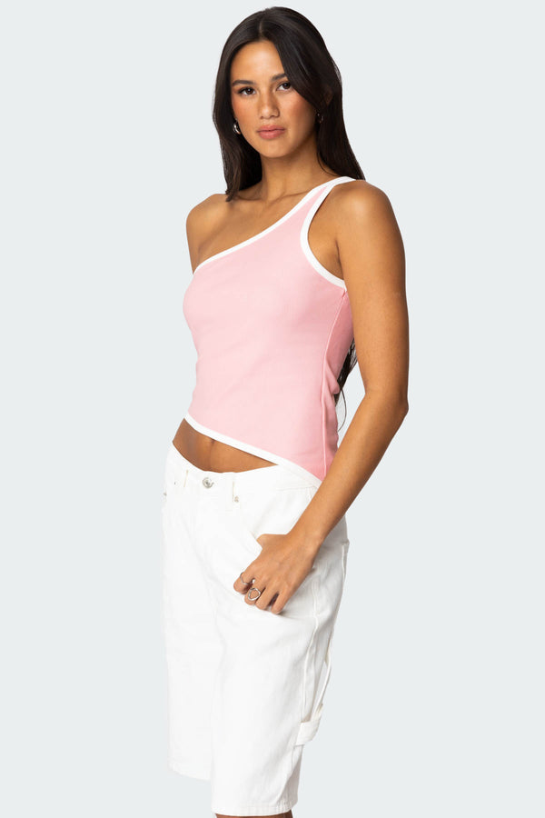 Edikted Asymmetric Contrast Top Pink