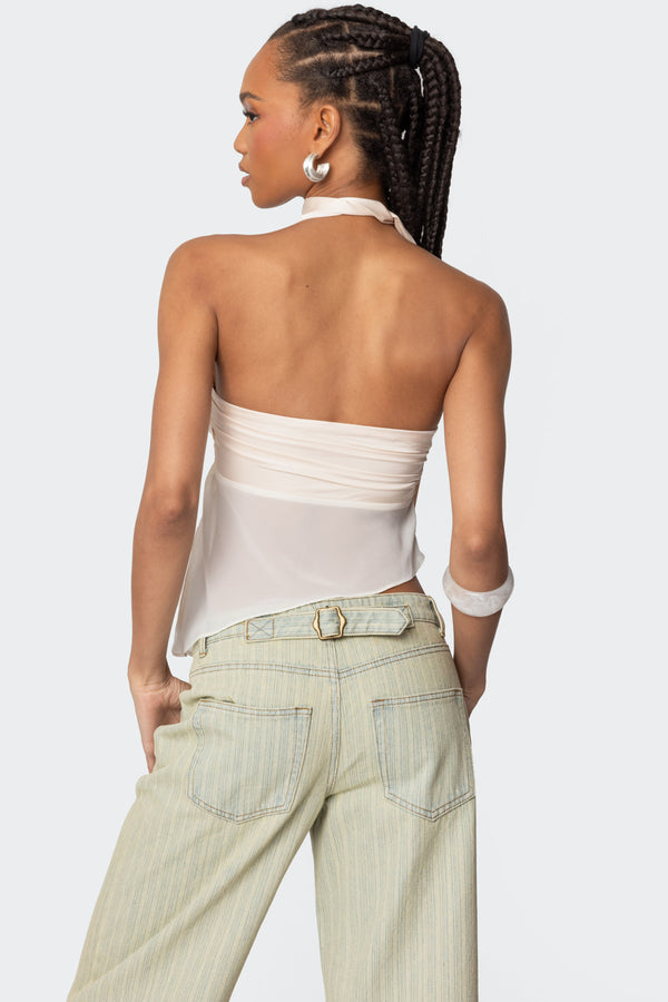 Edikted Asymmetric Two Piece Scarf Top Cream