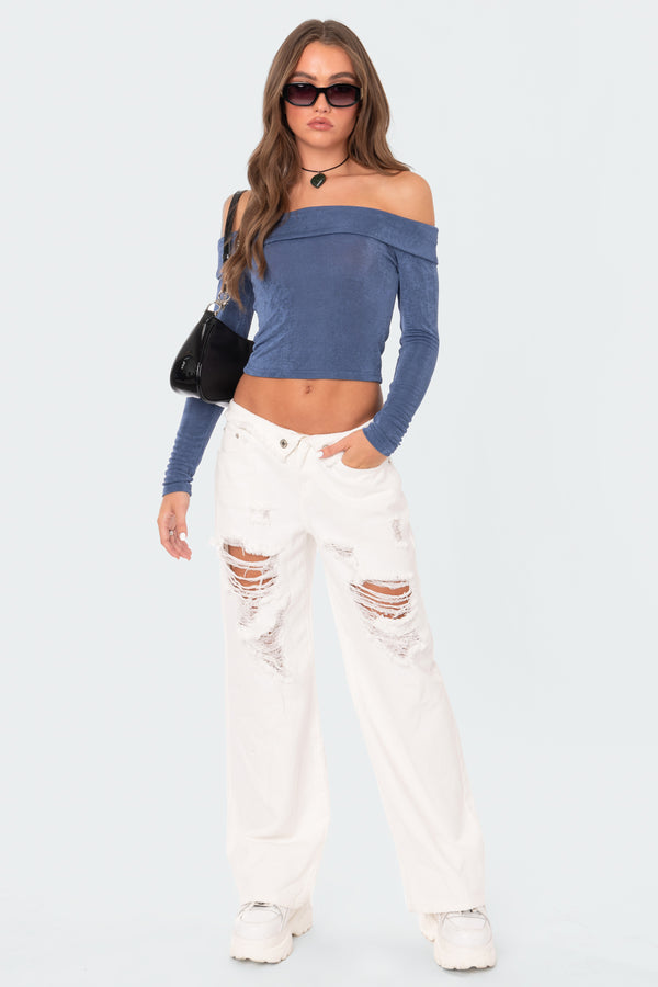 Edikted Athena Fold Over Top Blue