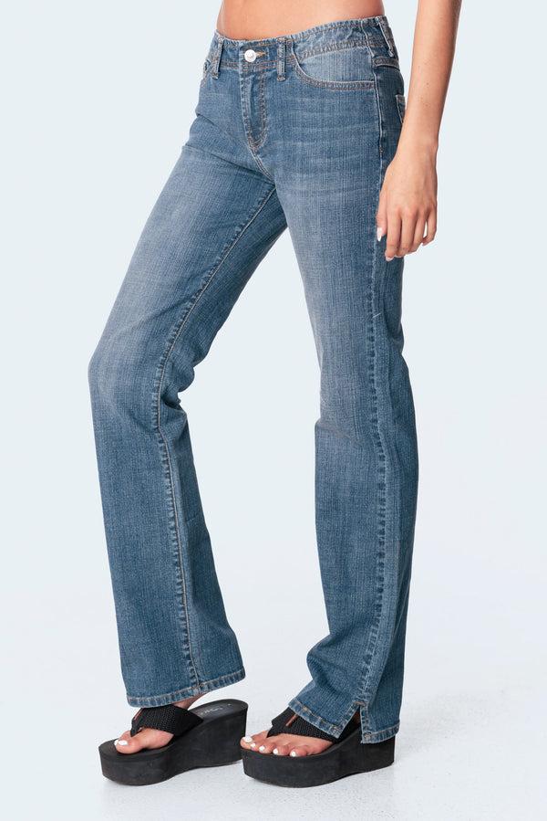 Edikted Aubrey Low-Rise Jeans Blue