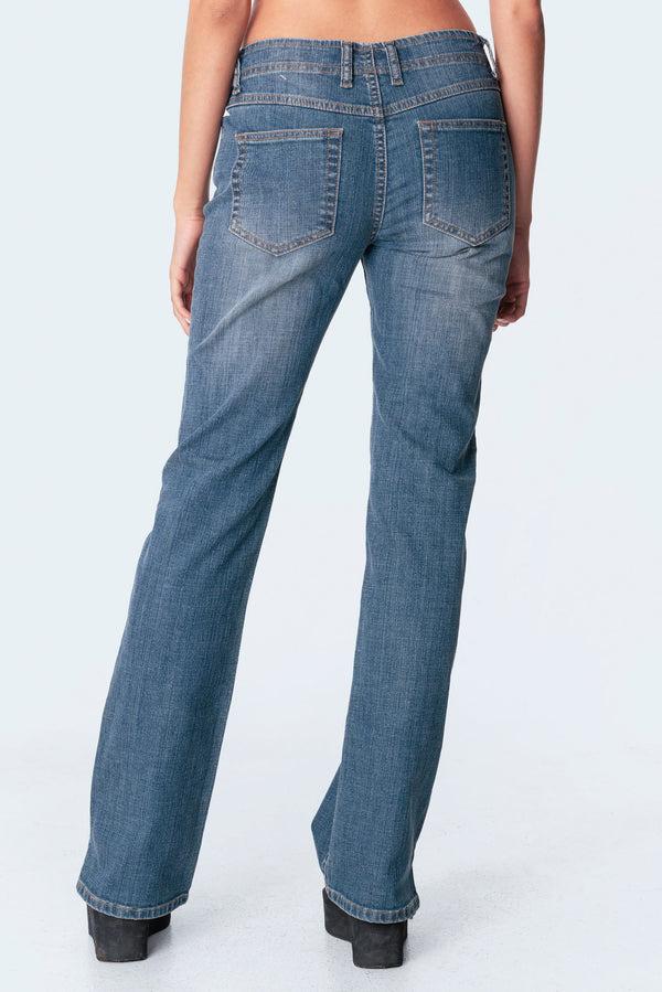 Edikted Aubrey Low-Rise Jeans Blue