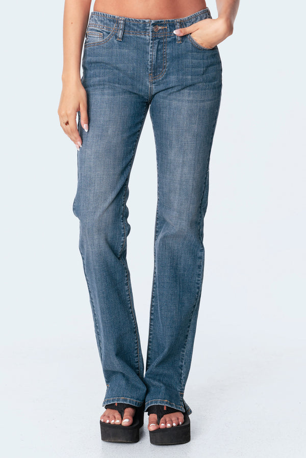 Edikted Aubrey Low-Rise Jeans Blue