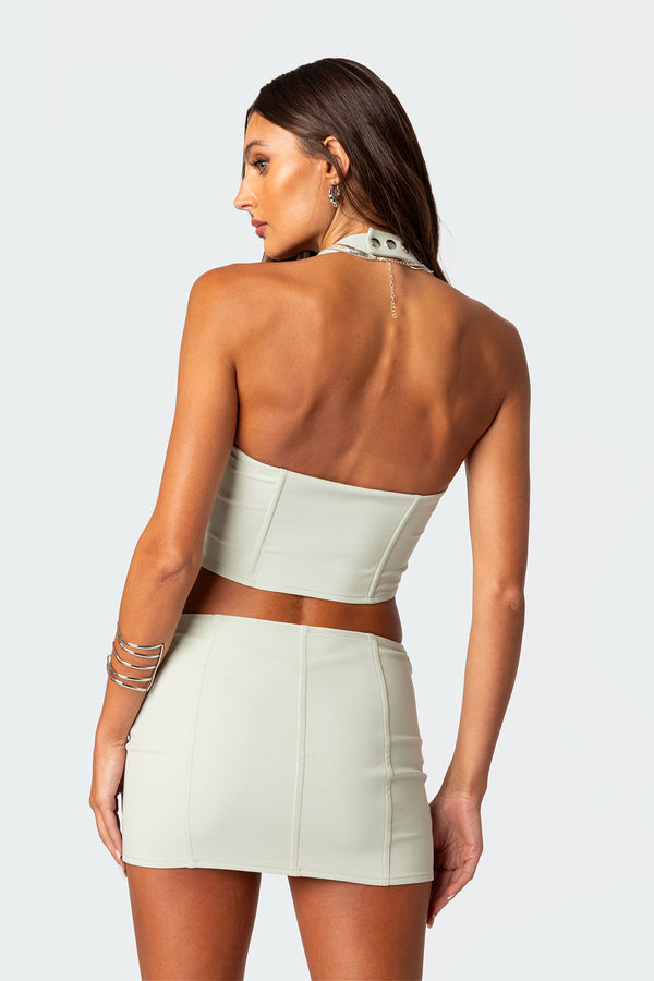 Edikted Audrina Side Lace Up Cupped Corset Sage