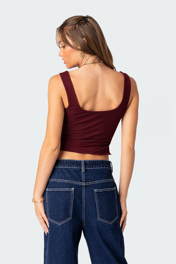 Edikted Aurelia Bustier Mesh Top Burgundy