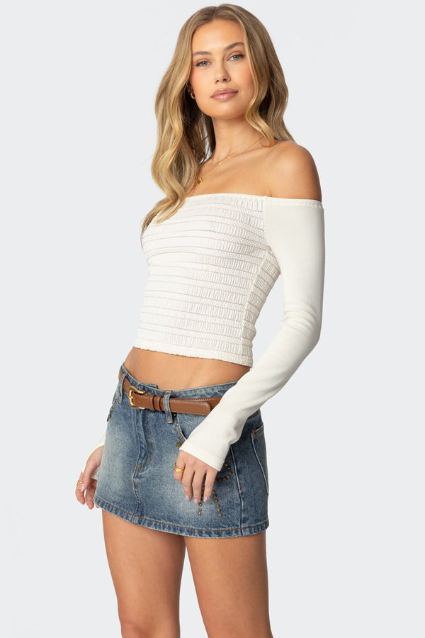 Edikted Aurelie Off Shoulder Top Cream