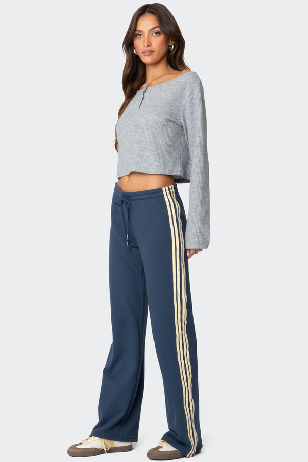 Edikted Averie Contrast Striped Sweatpants Blue