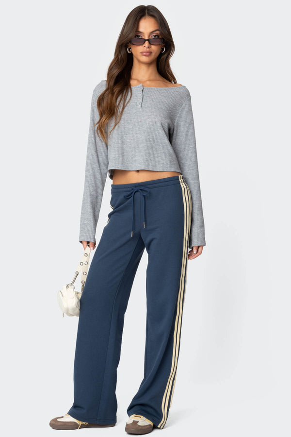edikted Averie Contrast Striped Sweatpants blue