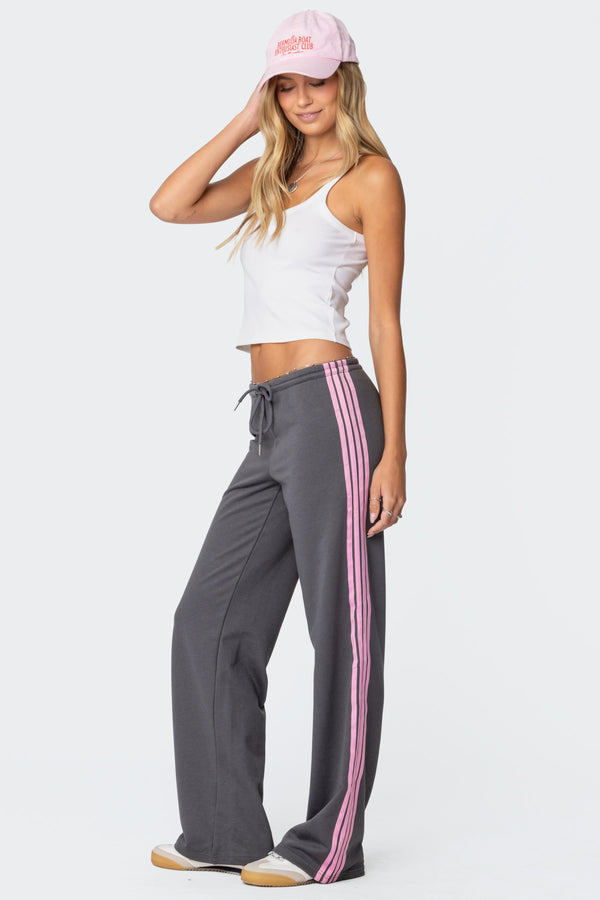 edikted Averie Contrast Striped Sweatpants gray
