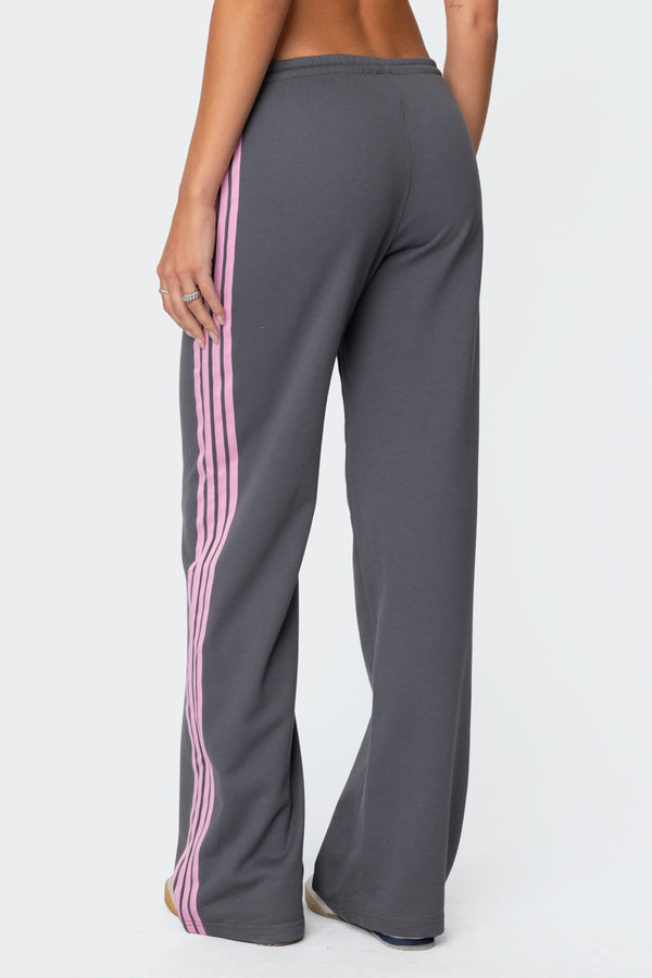 Edikted Averie Contrast Striped Sweatpants Gray