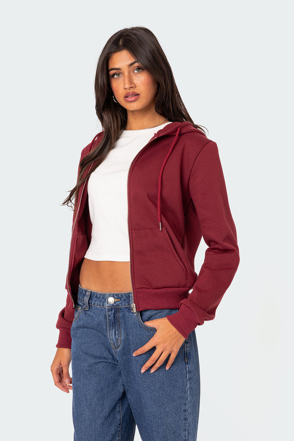 Edikted Avery Zip Up Hoodie Burgundy