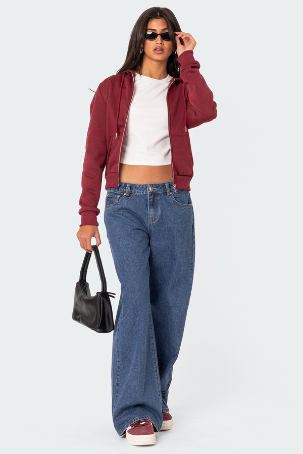 Edikted Avery Zip Up Hoodie Burgundy