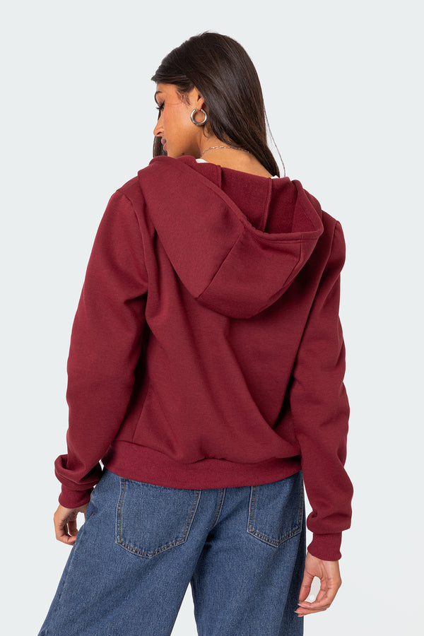 Edikted Avery Zip Up Hoodie Burgundy