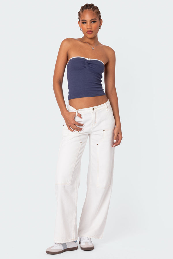 Edikted Ayla Low Rise Carpenter Jeans White