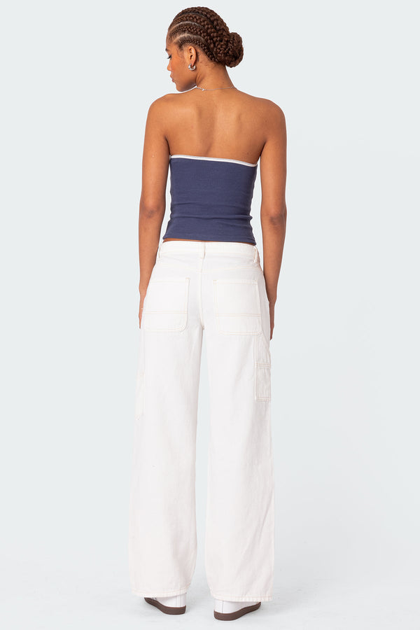 Edikted Ayla Low Rise Carpenter Jeans White