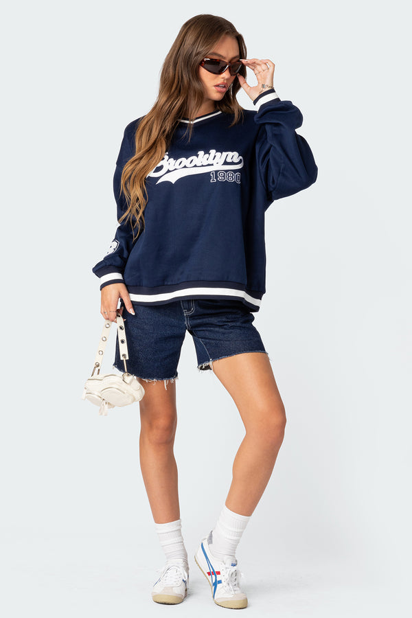 Edikted Babe Oversized Sweatshirt Navy