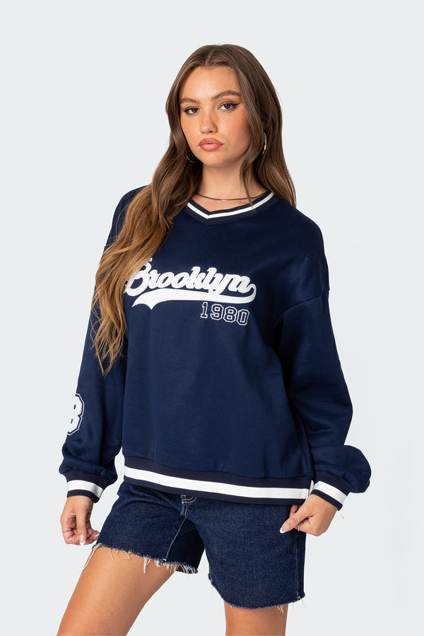 Edikted Babe Oversized Sweatshirt Navy