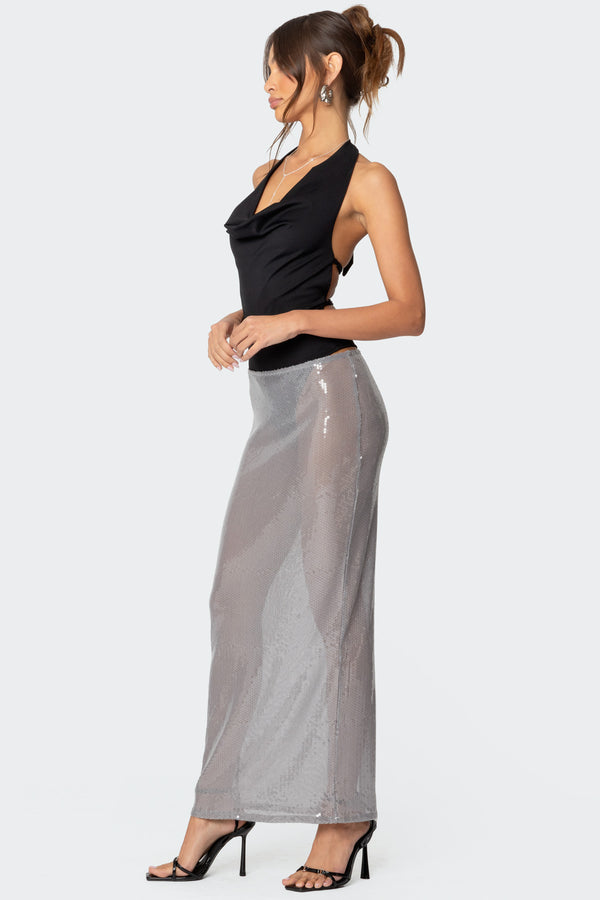 Edikted Backless Cowl Neck Bodysuit Black