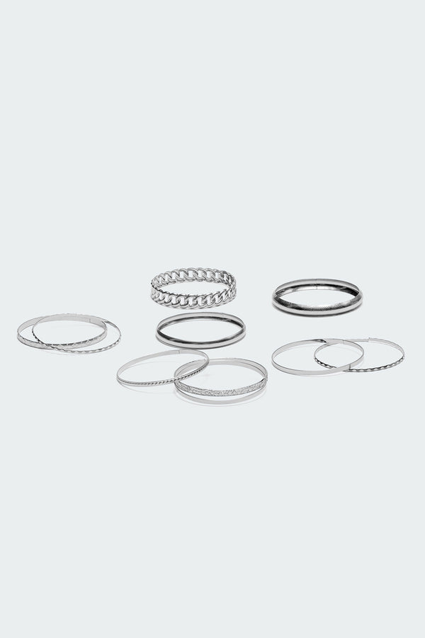 Edikted Bangle Bracelet Pack Silver