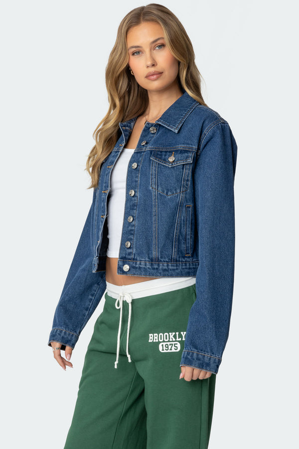 Edikted Barb Denim Jacket Blue Washed