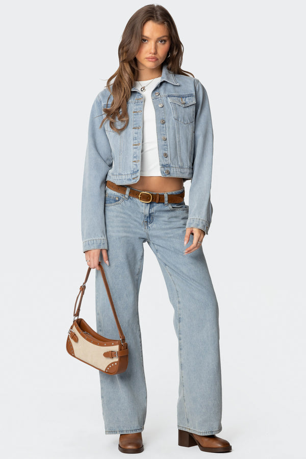 Edikted Barb Denim Jacket Light Blue