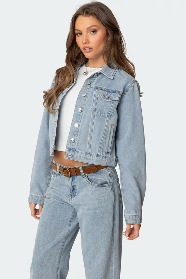 Edikted Barb Denim Jacket Light Blue